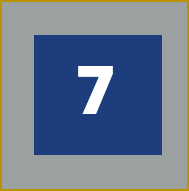 Number seven on a blue background with a gray border